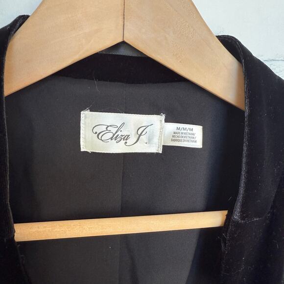 Eliza Jay NWT Ruched Sleeve Black Velvet Work Career Event Blazer sz M - Picture 3 of 6